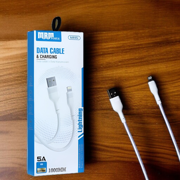 Кабель USB MRM MR95i USB-Lightning, длина 1000мм, ток 5А, белый / Высокая мощность и надежная передача данных