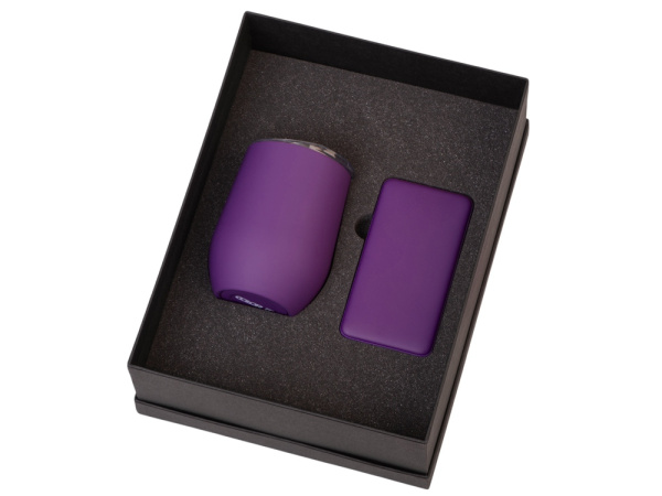 Подарочный набор «COLOR IT» с термокружкой и повербанком, Размер 10000 mAh, Цвет фиолетовый