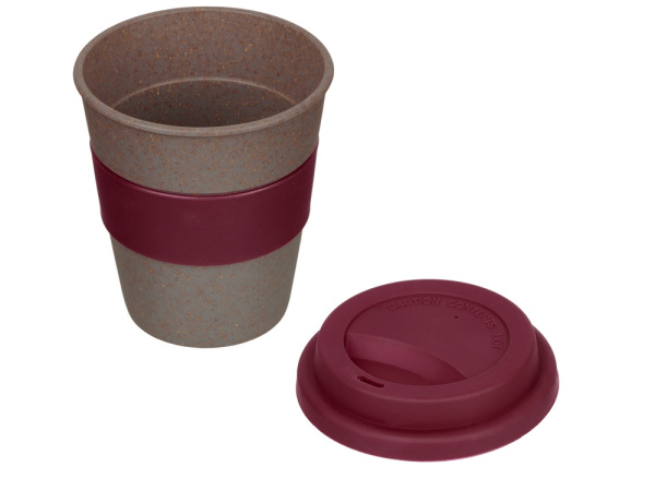 Стакан из бамбукового волокна «Café», Цвет серо-коричневый/красный бургунди