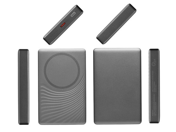 Магнитный беспроводной внешний аккумулятор «Сёрф», 10000 мАч, Цвет серый