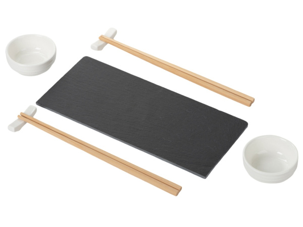 Набор для суши со сланцевой доской «Maki», Цвет черный, коричневый, белый