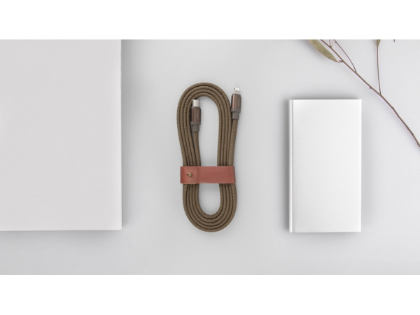 Кабель USB-C - Lightning MFI «LINK-C», QC/PD, 1.5 м, Цвет зеленый оливковый