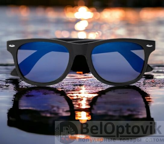 Очки солнцезащитные CIRO / Солнечные очки с зеркальными линзами с защитой UV400 в матовой чёрной оправе 