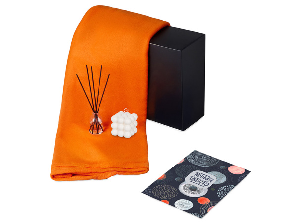 Подарочный набор «Re:y. Cocoon с пледом, свечой и диффузором, Цвет оранжевый