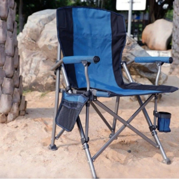 Складное туристическое кресло с подлокотниками , органайзером и подстаканником до 210 кг