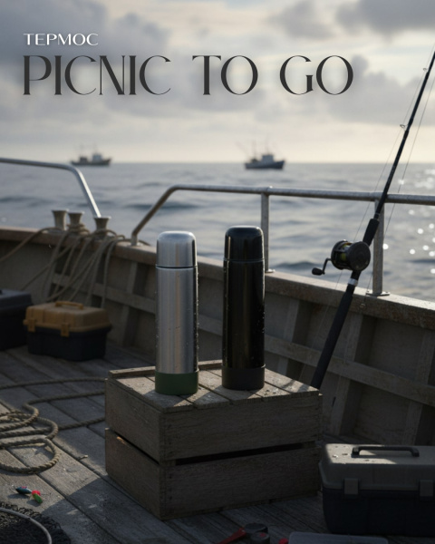 Термос Picnic Bright To Go, чёрный/хаки