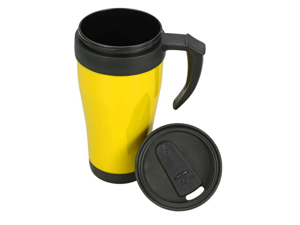 Термокружка «Silence», Цвет желтый/черный