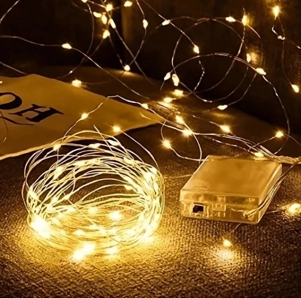 Гирлянда светодиодная в виде капель на батарейках / Освещение комнаты на праздник