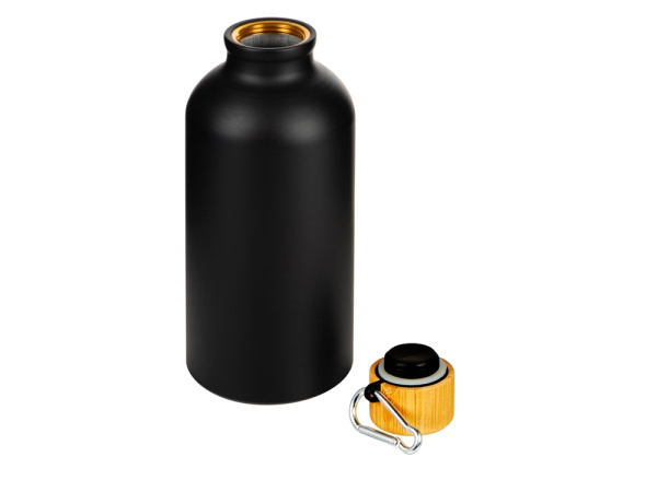 Бутылка «Hip S Bamboo» с карабином, 400 мл, матовая, Цвет черный