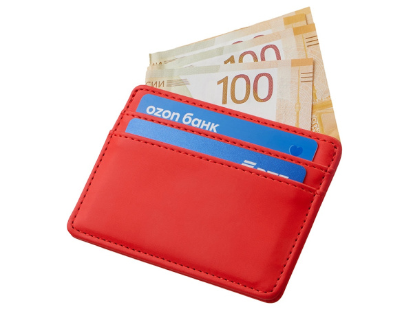 Картхолдер для двух карт и наличных денег с зажимом «Crave», Цвет красный