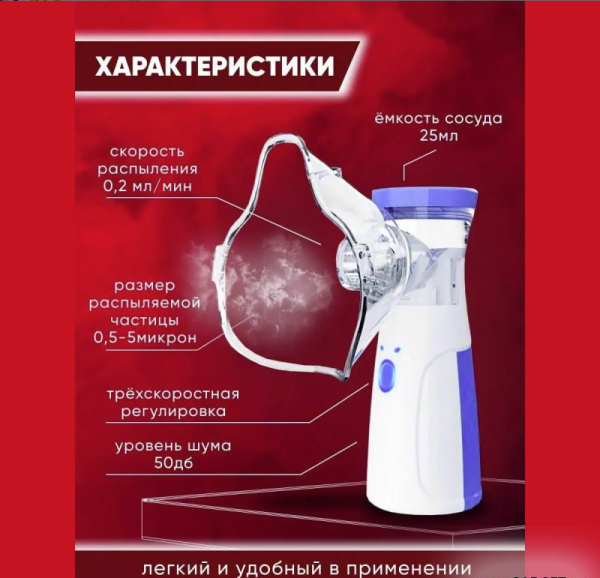 Портативный ультразвуковой небулайзер Mesh Nebulizer JSL-W302 (W303) с насадками для детей и взрослых (3 насадки, 3 режима работы)