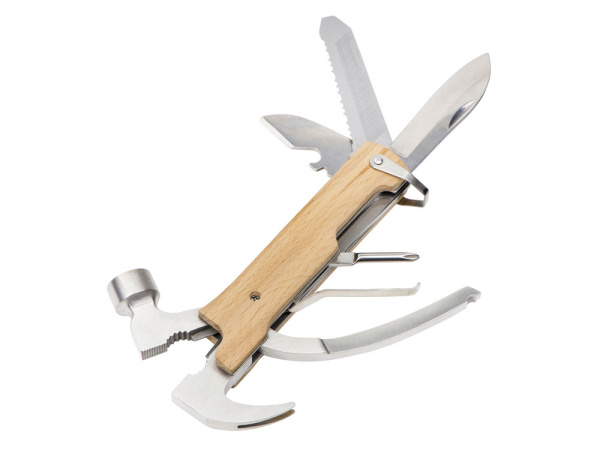 Мультиинструмент с молотком «Bro», Цвет серебристый/натуральный