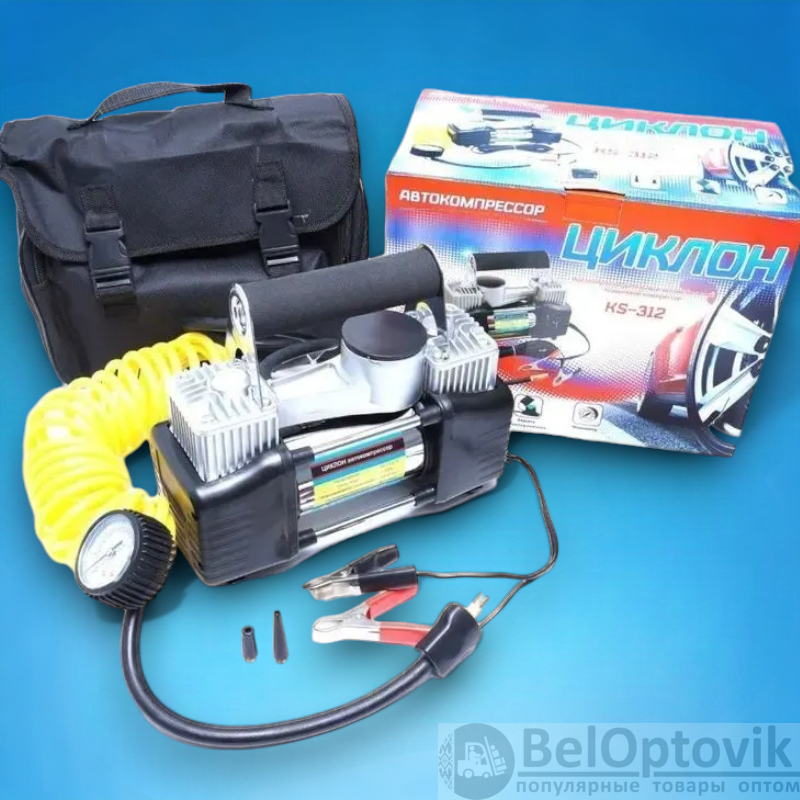 Компрессор автомобильный ЦИКЛОН KS-312 40L / Портативный, универсальный и эффективный