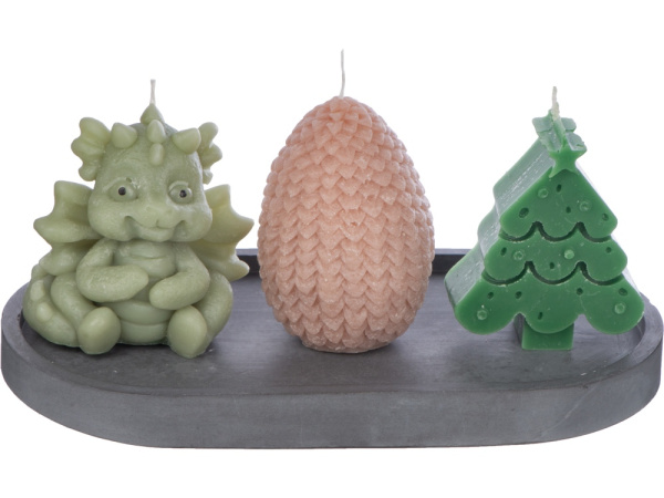 Набор свечей на подставке «Год дракона», Цвет разноцветный