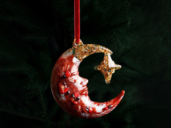 Елочная игрушка Полумесяц, Цвет Гранат (красный)