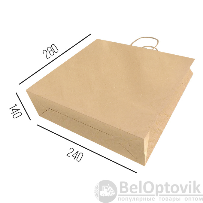 Пакет из бумаги Treat 28х24х14см., бежевый 70 г/м²