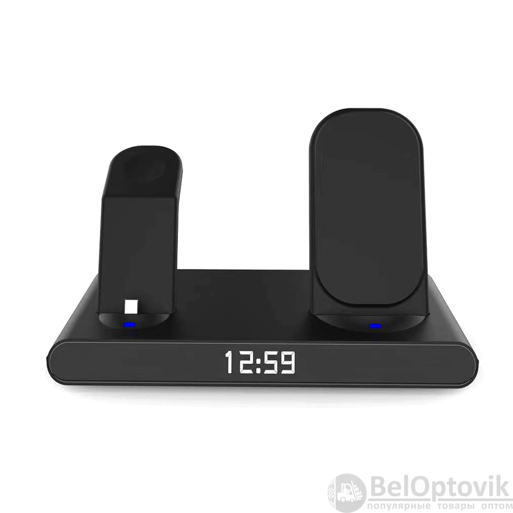 Часы электронные Abbatt мультифункциональные с беспроводной зарядкой, черный