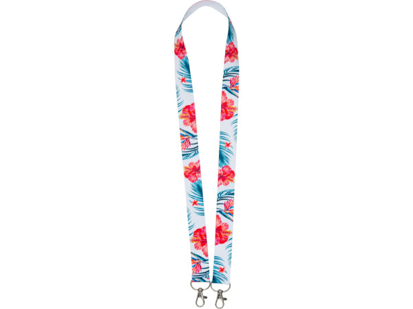 Ланъярд под сублимацию с 2-мя карабинами, 2,5 см, Цвет белый