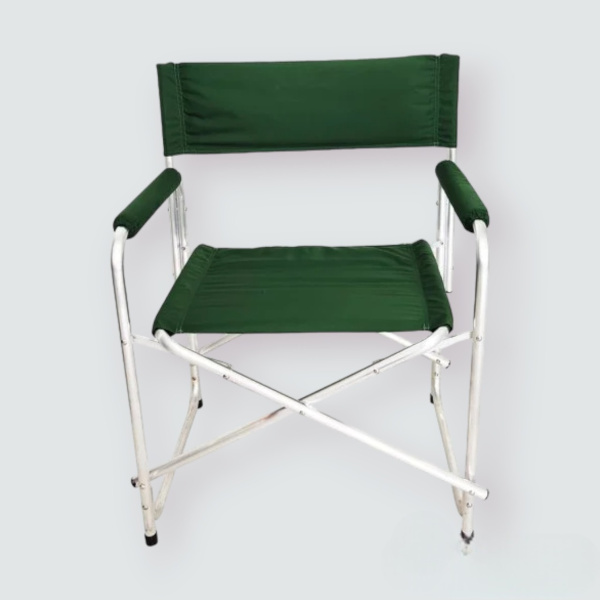 Раскладное рыбацкое кресло со спинкой и подлокотниками, зеленое / Стул для кемпинга
