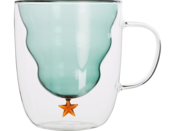 Кружка с двойными стенками с елочкой внутри «Winter Wonderland», Цвет прозрачный, зеленый