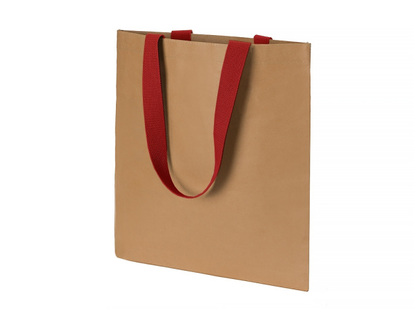 Сумка-шоппер «Papyrus» из моющейся крафт-бумаги, Цвет натуральный/красный