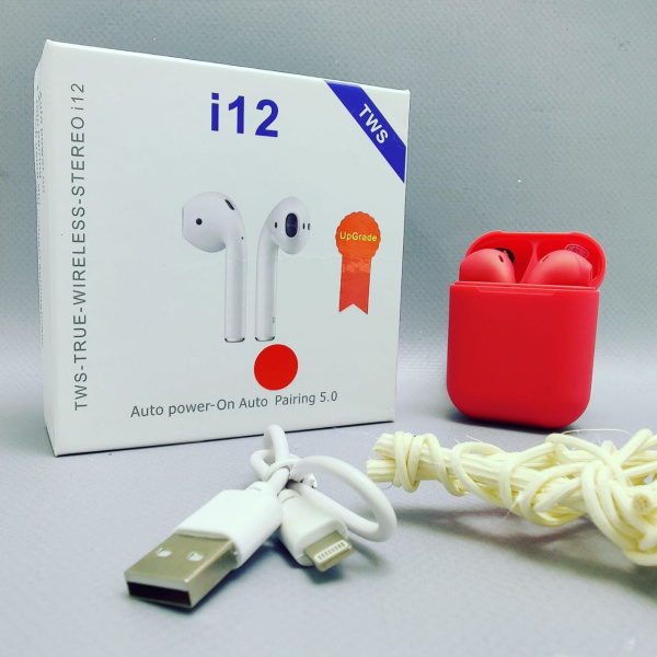 Беспроводные наушники i12 TWS (inPods i12) Bluetooth 5.0 с зарядным кейсом