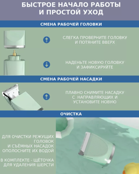 Машинка для стрижки животных 4в1 / Триммер / Машинка для грумминга