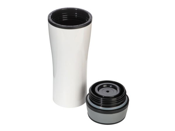 Термокружка с крышкой 360 градусов «Track», 400 мл, Цвет белый, серый