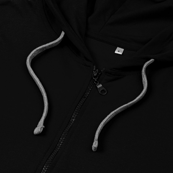 Толстовка на молнии с капюшоном Unit Siverga, черная, XS–5XL