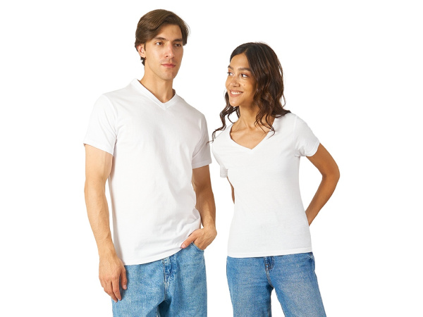 Футболка "Heavy Super Club" женская с V-образным вырезом, Размер M, Цвет белый