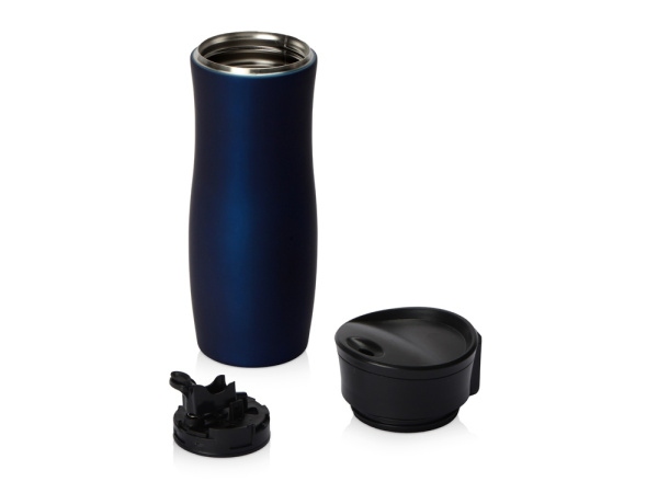 Вакуумная герметичная термокружка «Streamline» с покрытием soft-touch, тубус, Цвет темно-синий