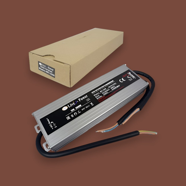 Блок питания для светодиодной ленты IP67 Slim MR-12200, 12V, 16.75A, 200W, водонепроницаемый, серый 