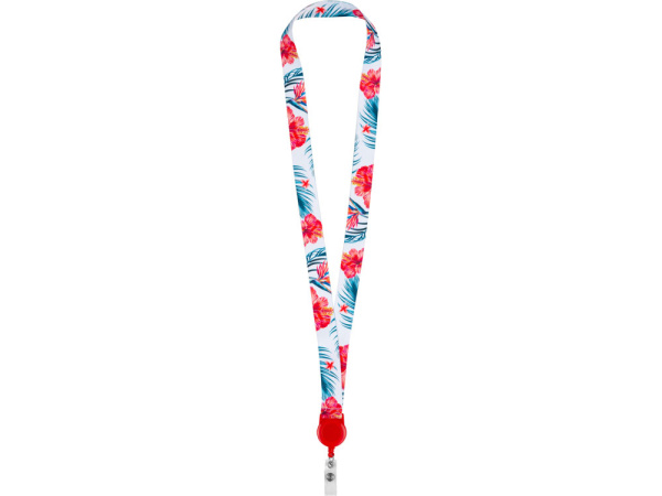 Ланъярд под сублимацию с ретрактором, 2 см, Цвет белый, красный