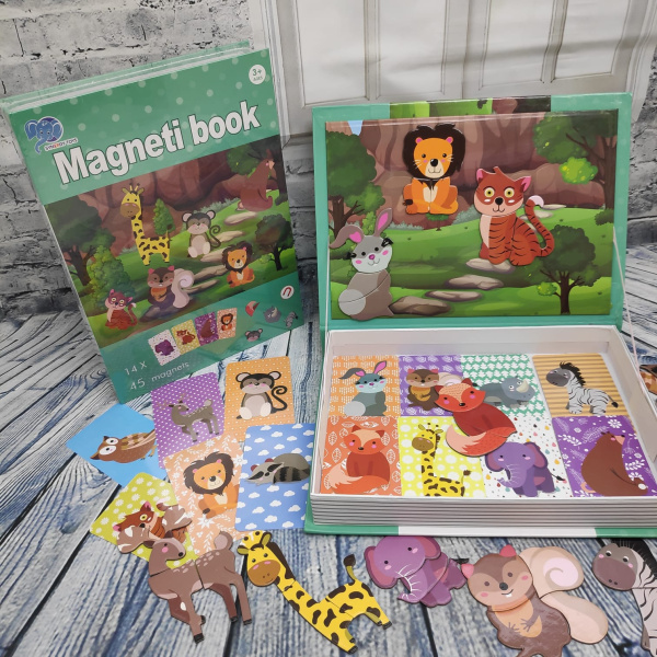 NEW Развивающая магнитная игра - пазл «В зоопарке» Magnetic Book (Магнетик Бук)