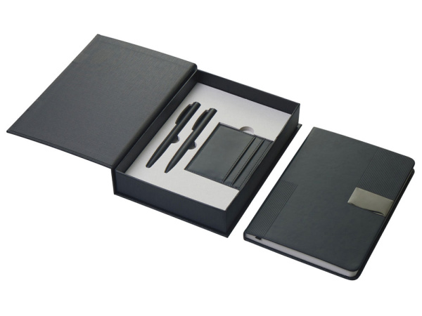 Подарочный набор «Goethe» с блокнотом А5, 2-мя ручками и картхолдером, Цвет черный