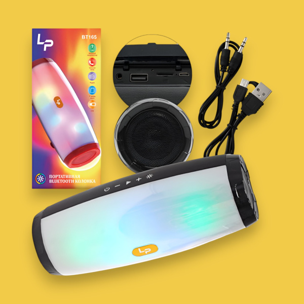 Портативная колонка LP BT165, Bluetooth, TF/USB/3,5 мм jack, RGB-подсветка, черный / Музыка и стиль в любом месте