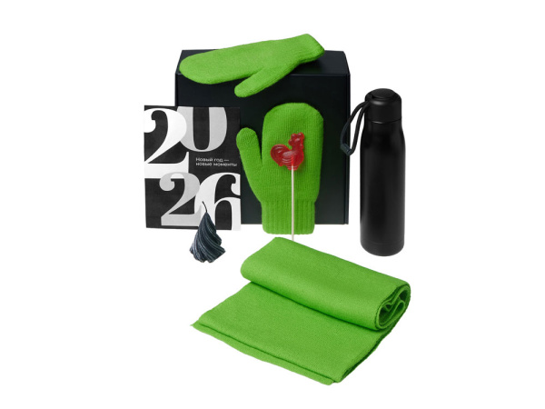 Подарочный набор «Re:Air» с варежками, шарфом и термосом, Цвет зеленое яблоко
