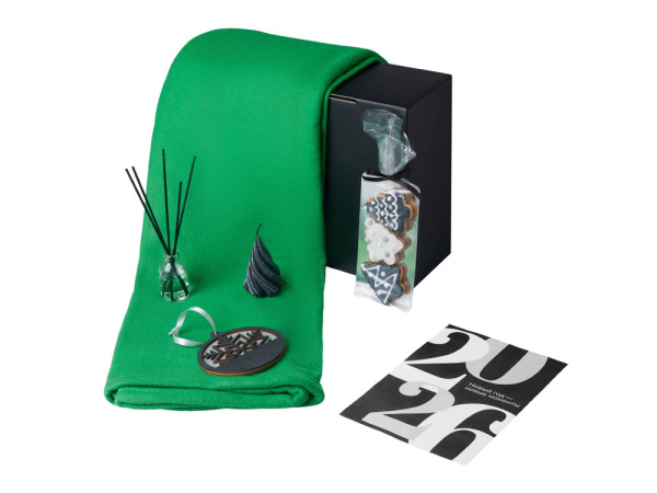 Подарочный набор «Re:Home» с пледом, свечой и диффузором, Цвет зеленый