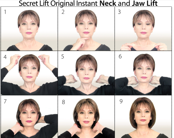 Скрытые ленты для подтяжки лица Secret lift Instant Face, Eye, Neck and Jaw lift для темных волос (ч