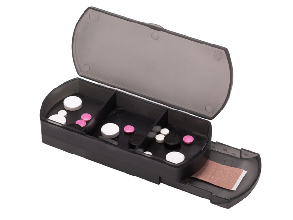 Таблетница с отделением для пластырей «Treat», Цвет темно-серый