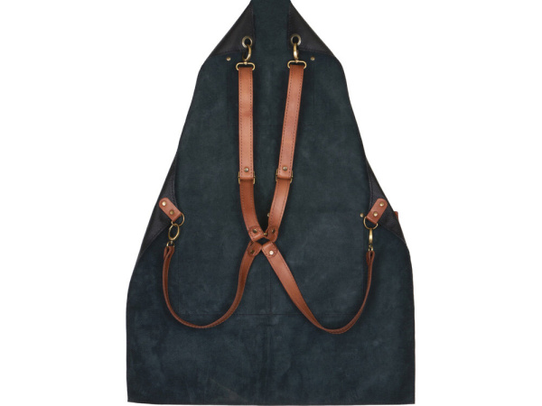 Набор: Фартук из натуральной кожи в тубусе, Цвет черный/коричневый