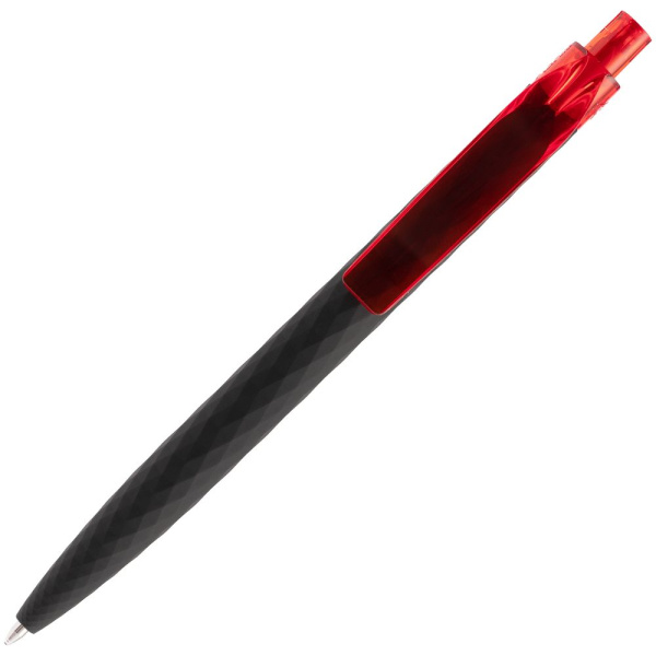 Ручка шариковая Prodir QS01 PRT-T Soft Touch, черная с красным, 14х1 см