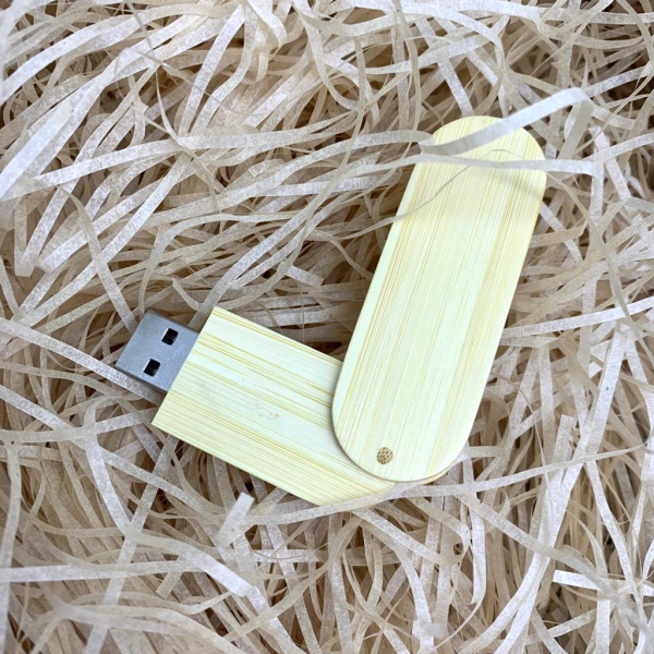 USB накопитель (флешка) Green светлое дерево / раскладной корпус, 16 Гб