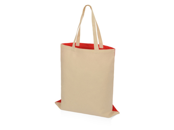 Сумка для шопинга «Twin» двухцветная из хлопка, 180 г/м2, Цвет красный/натуральный