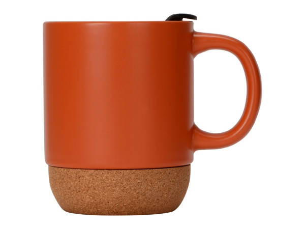 Кружка с пробковым дном и крышкой «Denpasar», Цвет оранжевый матовый