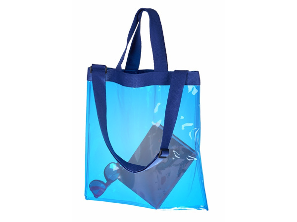 Сумка «Frank» из прозрачного пластика с регулирующейся лямкой, Цвет синий