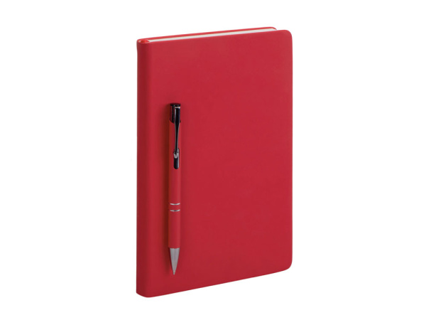 Подарочный набор "Color it" с блокнотом, металлической ручкой и термокружкой, Размер магнитная обложка, Цвет красный