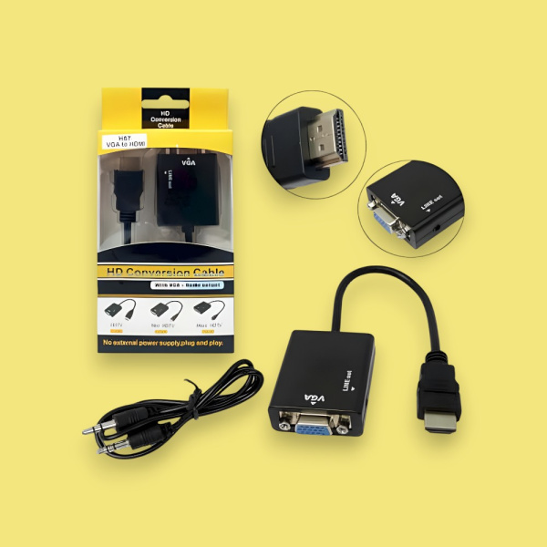 Адаптер H57 VGA (M) - HDMI (F) с AUX портом, 15 cv, черный