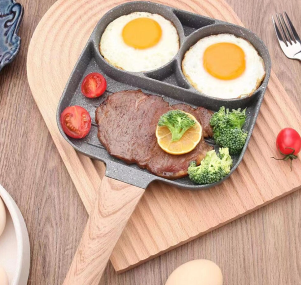 Сковорода разделенная для завтрака с антипригарным покрытием Egg&Steak Frying Pan / Сковорода с ручкой три секции