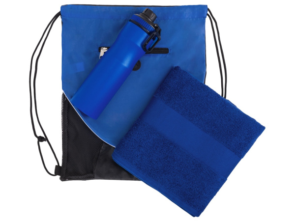 Спортивный набор со стальной бутылкой и полотенцем «Advanced», Цвет синий